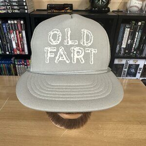 Vintage Old Fart Rope Hat Snapback Mesh Trucker Hat Gray Foam Men’s Adjustable